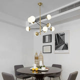 Multi-Round Glass Ball LED Gold Chandelier