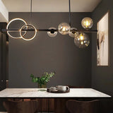 Circular Ring Glass Ball Multi-Head Pendant Light