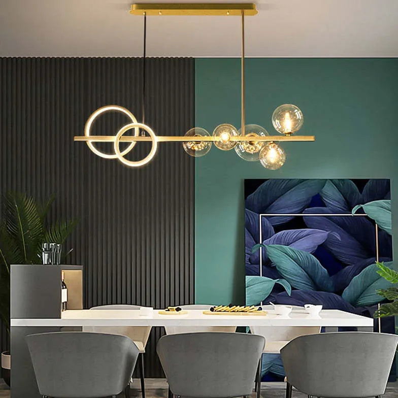 Circular Ring Glass Ball Multi-Head Pendant Light