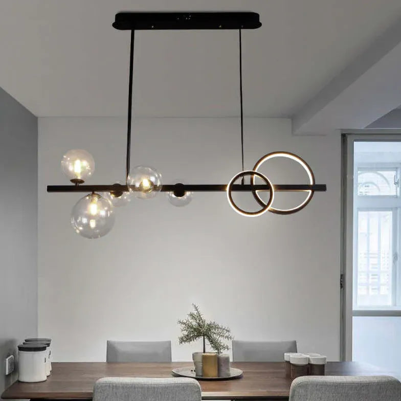 Circular Ring Glass Ball Multi-Head Pendant Light