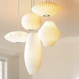 Lantern-Shaped White Fabric Vintage Pendant Light