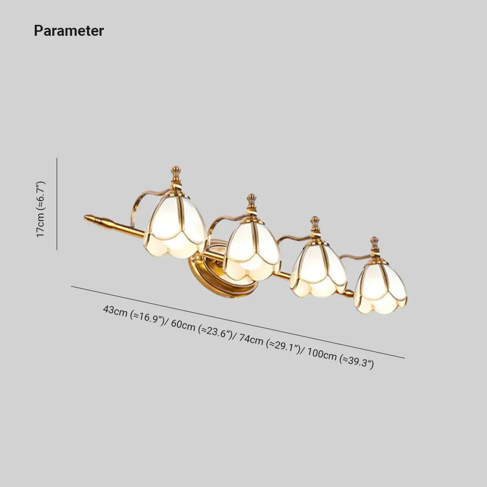 Classical Petal Gold Bathroom Wall Lights