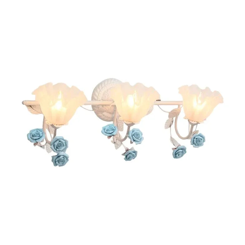 Rose Glass Country Bathroom Wall Lights