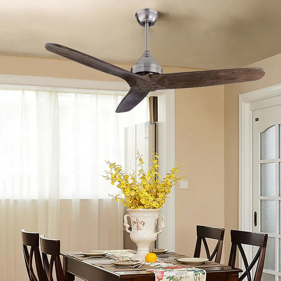 Three-blade wooden vintage dining room fan light