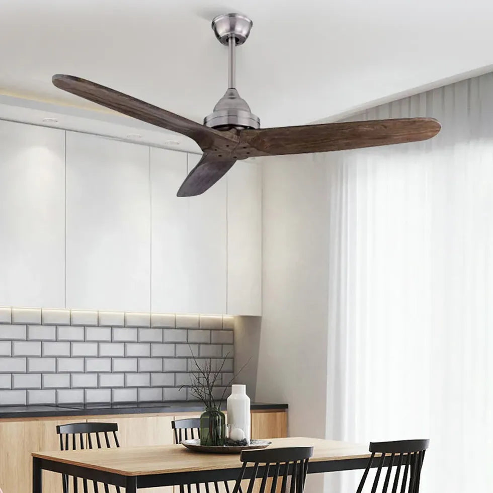 Three-blade wooden vintage dining room fan light