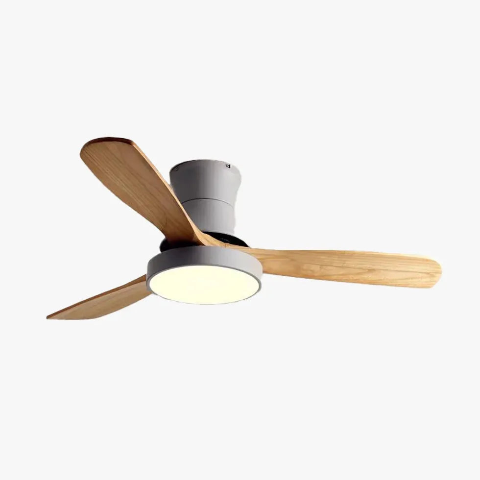 Three-Blade Wooden Ceiling Fan with Light