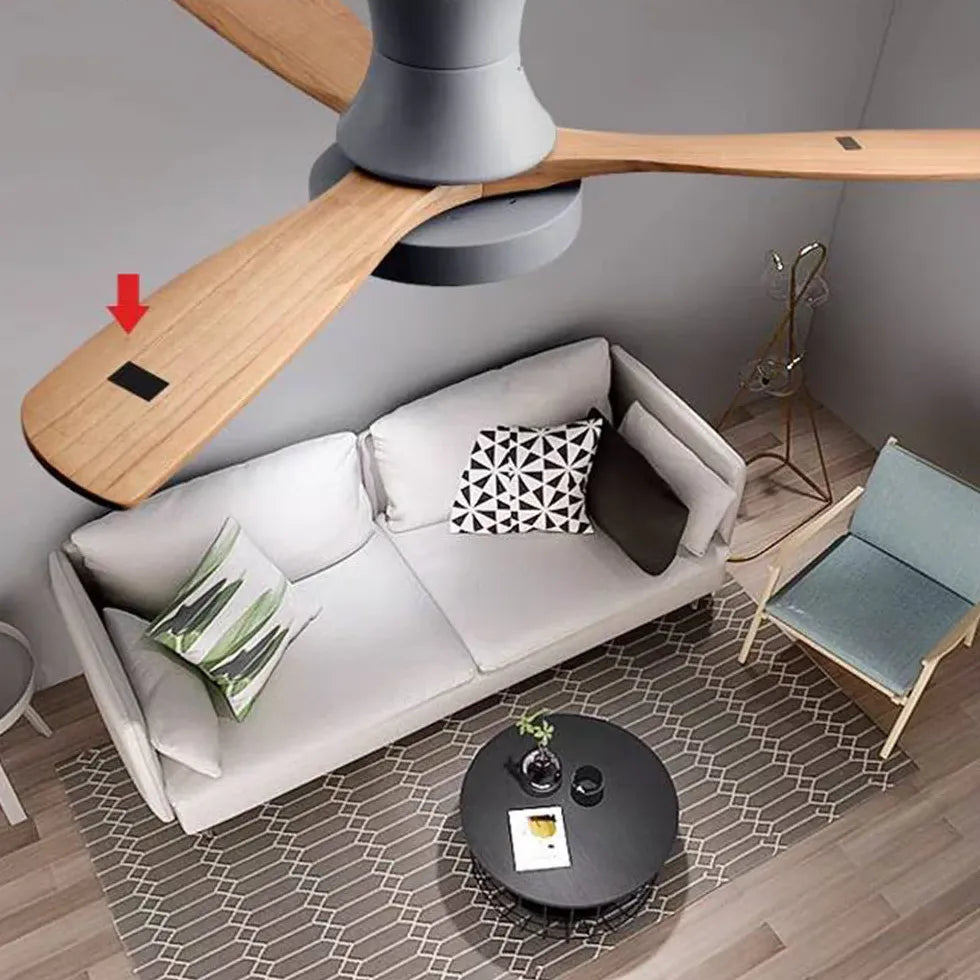 Three-Blade Wooden Ceiling Fan with Light