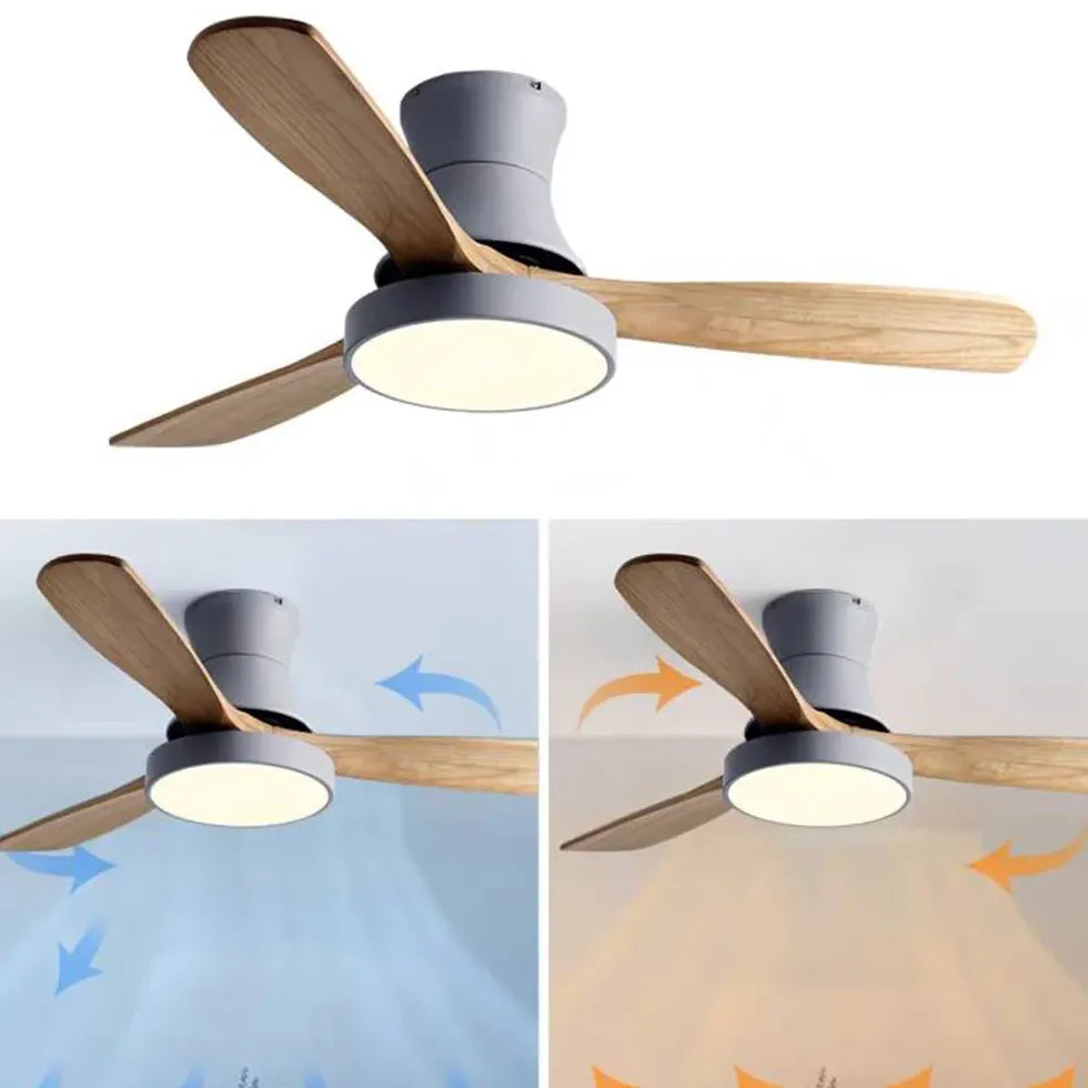 Three-Blade Wooden Ceiling Fan with Light