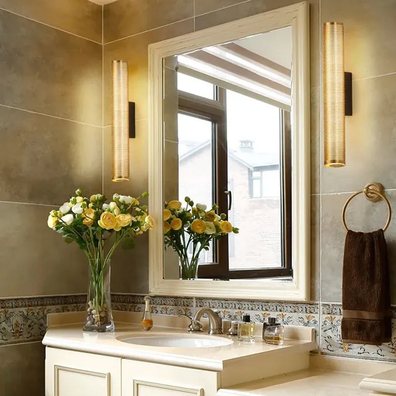 Columnar Mesh Brass Bathroom Mirror Lights