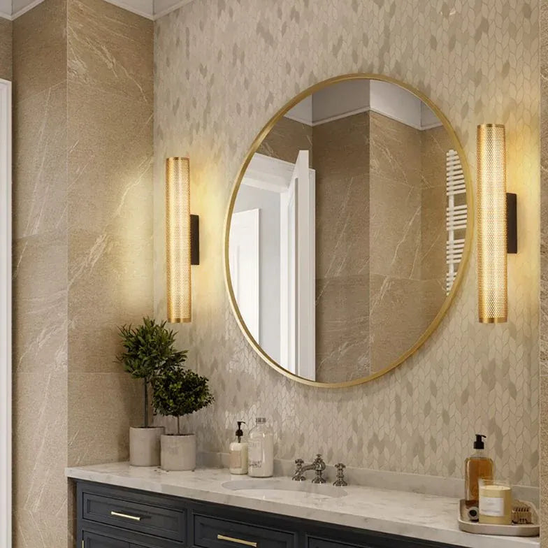 Columnar Mesh Brass Bathroom Mirror Lights